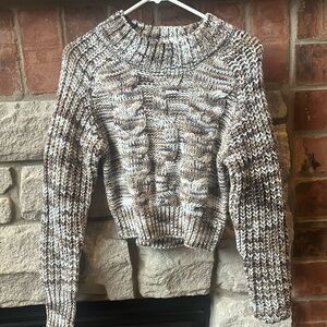 Gilded intent sweater from buckle. size xs. cropped. burgundy brown and white